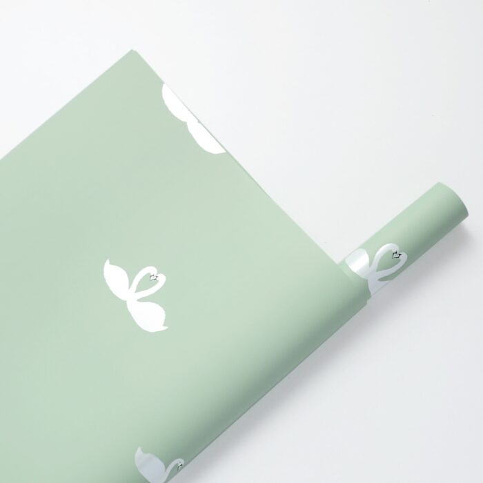 Swan Flower Wrapping Paper green