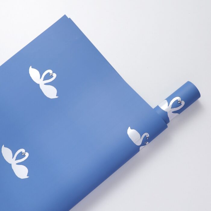 Swan Flower Wrapping Paper blue