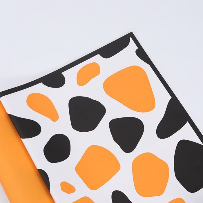 Giraffe Floral Wrapping Paper white black orange