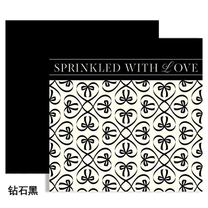 Heart to Heart Flower Wrapping Paper black