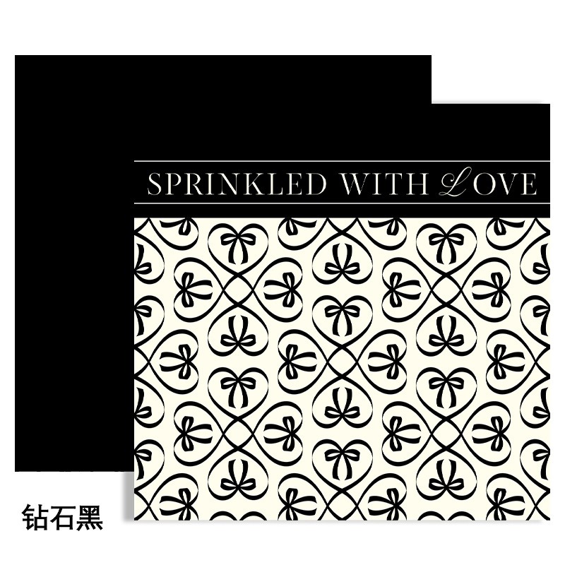 Heart to Heart Flower Wrapping Paper black Heart to Heart Flower Wrapping Paper black