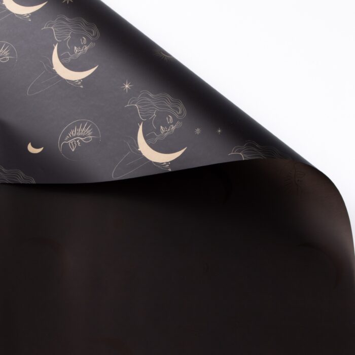 Moon Goddess Bouquet Wrapping Paper black