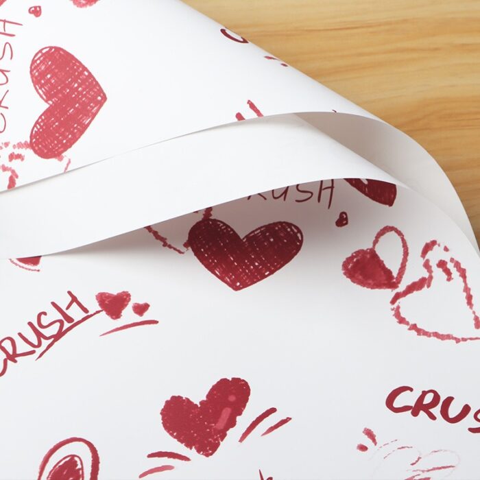 Heartbeat Bouquet Wrapping Paper white red heart