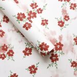 Spring Floral Print Wrapping Paper red