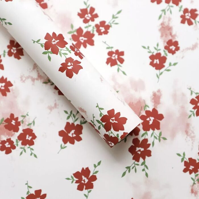 Spring Floral Print Wrapping Paper red