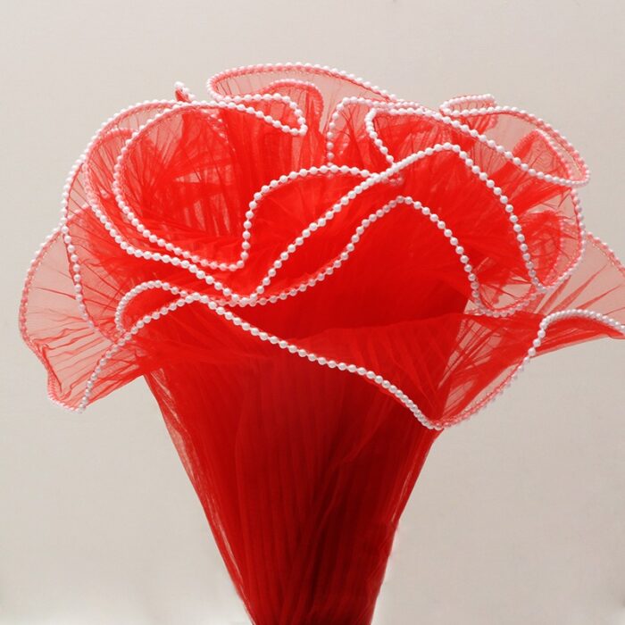 Pearl Wave Yarn floral decoration red