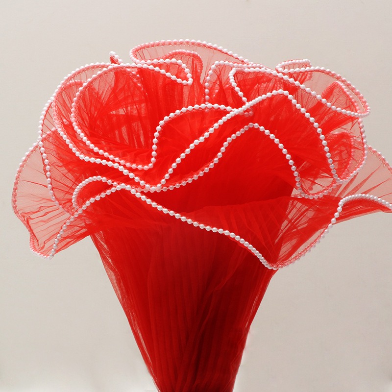 Pearl Wave Yarn floral decoration red Pearl Wave Yarn floral decoration red