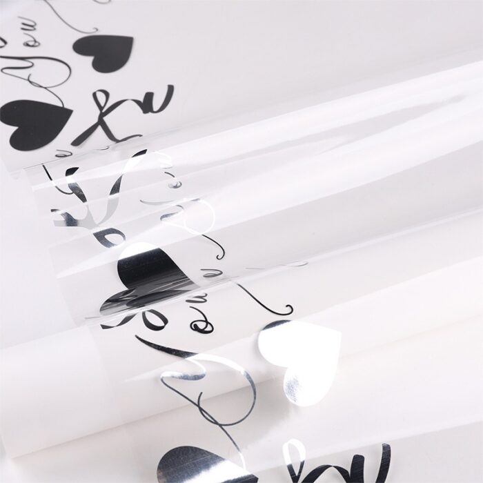 Simple Gold Letter Flower Wrapping Paper silver heart