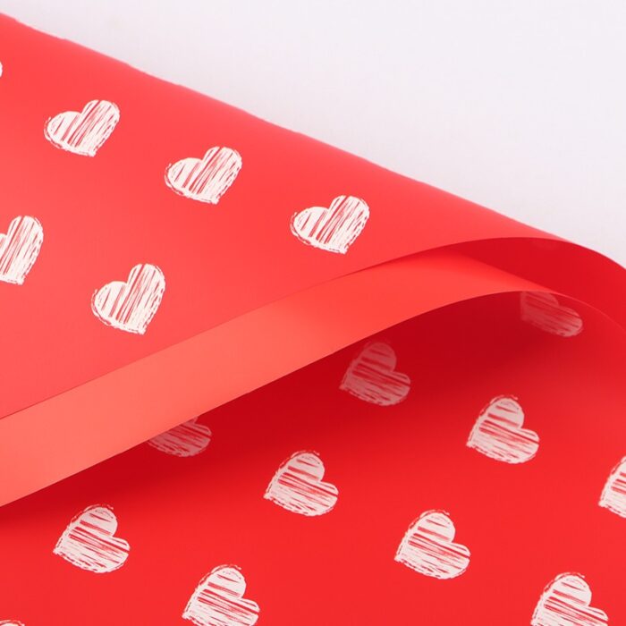 Little Heart Bouquet Wrapping Paper red