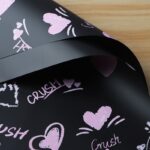 Heartbeat Bouquet Wrapping Paper black pink heart