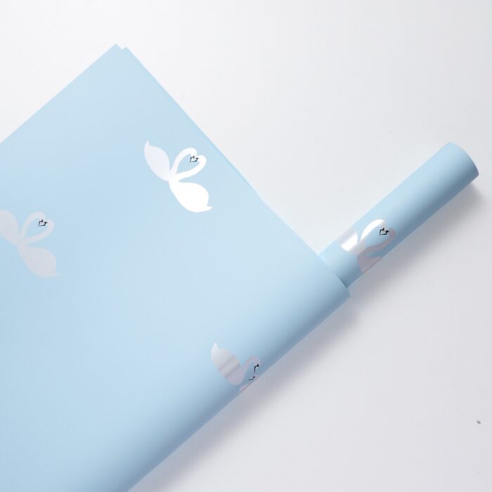 Swan Flower Wrapping Paper blue
