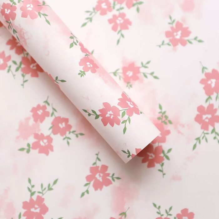 Spring Floral Print Wrapping Paper pink