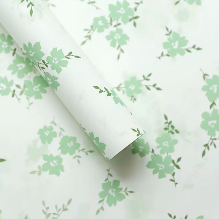 Spring Floral Print Wrapping Paper green