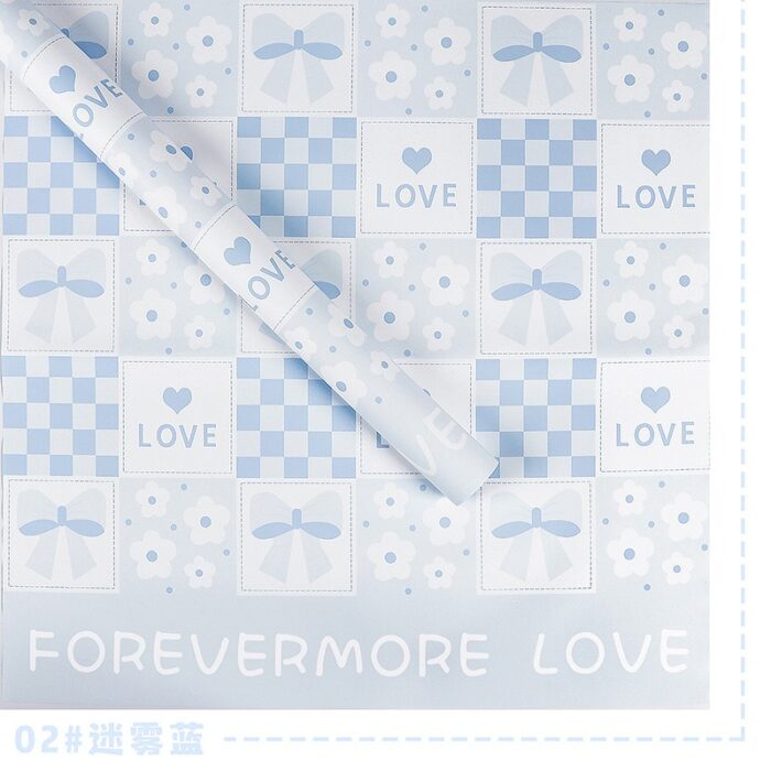 Sweetheart Lover Flower Wrapping Paper blue