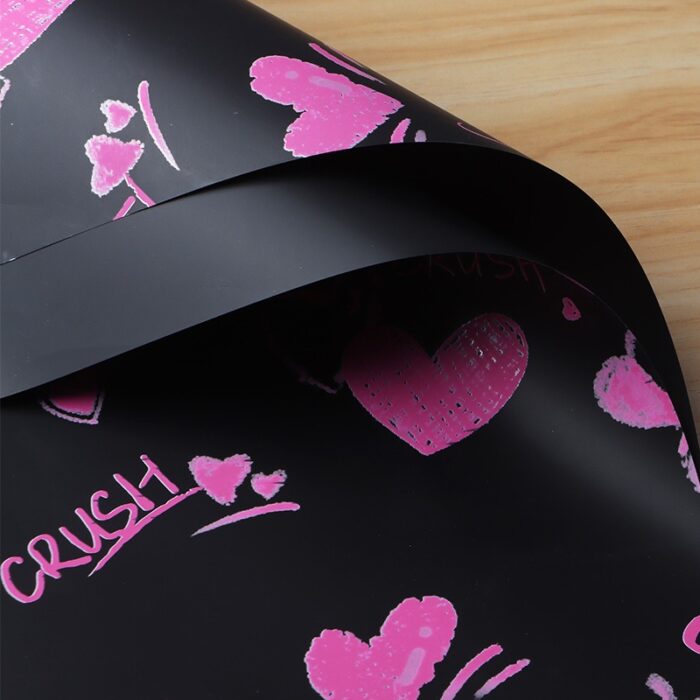 Heartbeat Bouquet Wrapping Paper black rose red heart