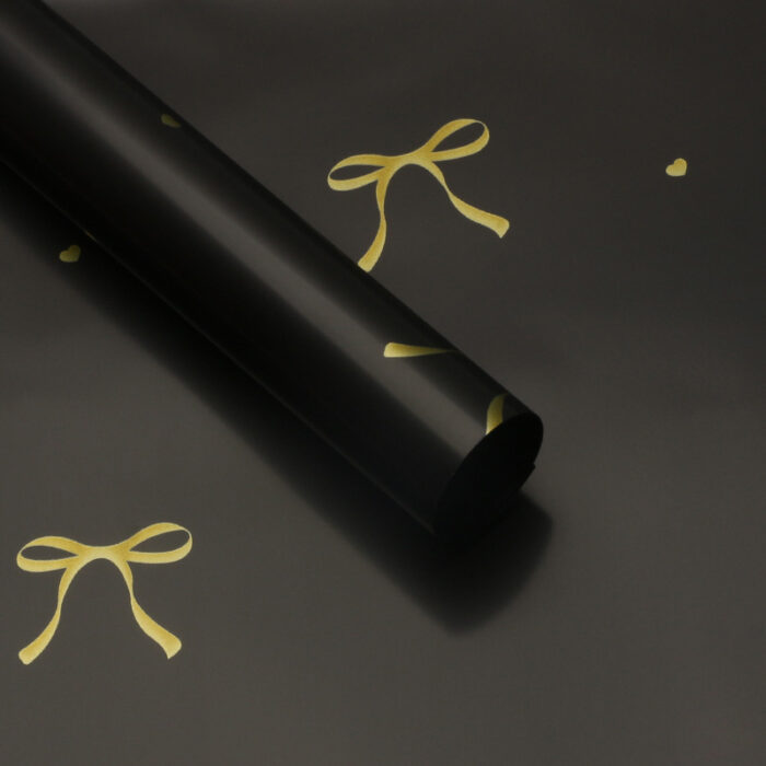 gold Heart Knot black Bouquet Wrapping Paper