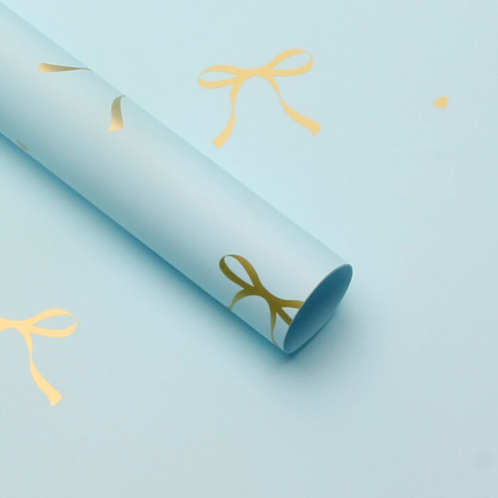 gold Heart Knot blue Bouquet Wrapping Paper