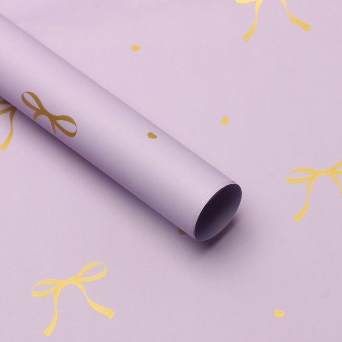 gold Heart Knot purple Bouquet Wrapping Paper