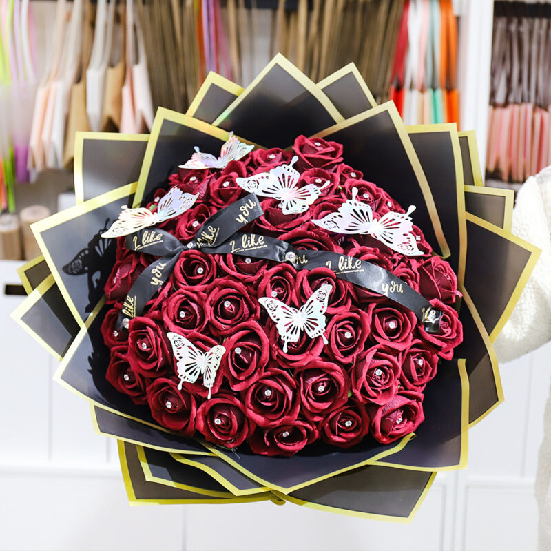 Golden Edge Jelly Flower Wrapping Paper for birthday bouquet