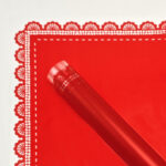 Lace-Edged Cellophane Flower Wrapping Paper red