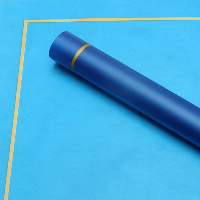 Glod Edge Simple Flower Wrapping Paper blue