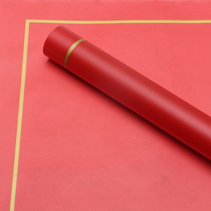Glod Edge Simple Flower Wrapping Paper red