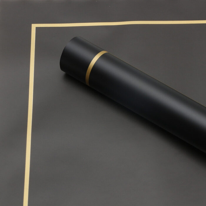 Glod Edge Simple Flower Wrapping Paper black