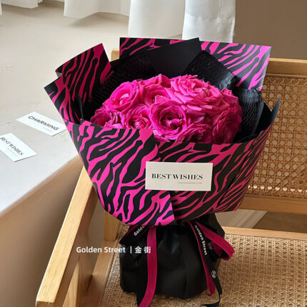 Zebra Stripes Floral Wrapping Paper perfect for gifts and flowers