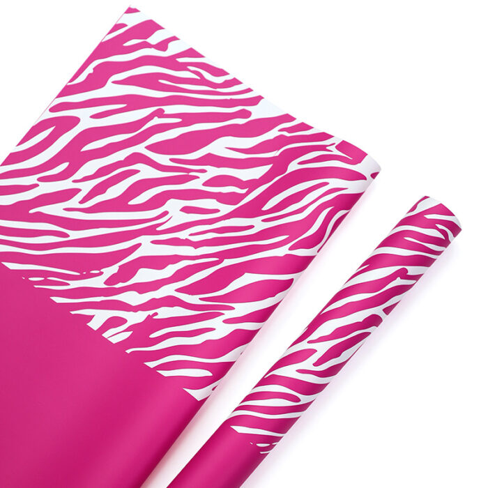 Zebra Stripes Floral Wrapping Paper rose red