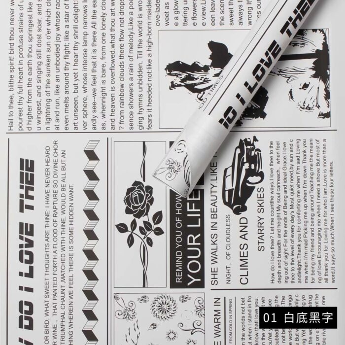 Cartier News Floral Wrapping Paper white black