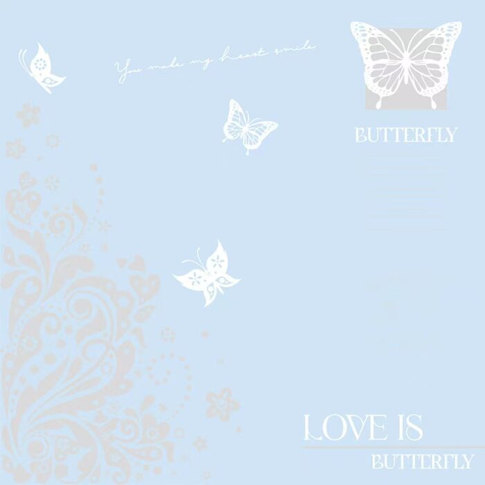 Dance Butterfly Flower Wrapping Paper blue