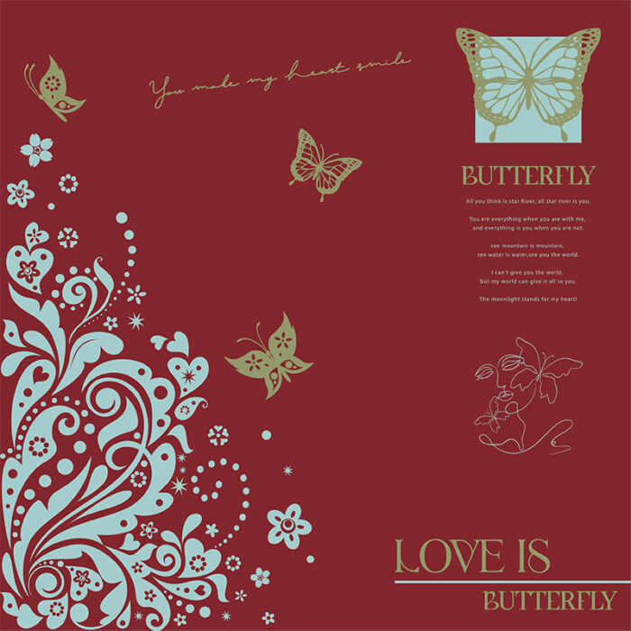 Dance Butterfly Flower Wrapping Paper red