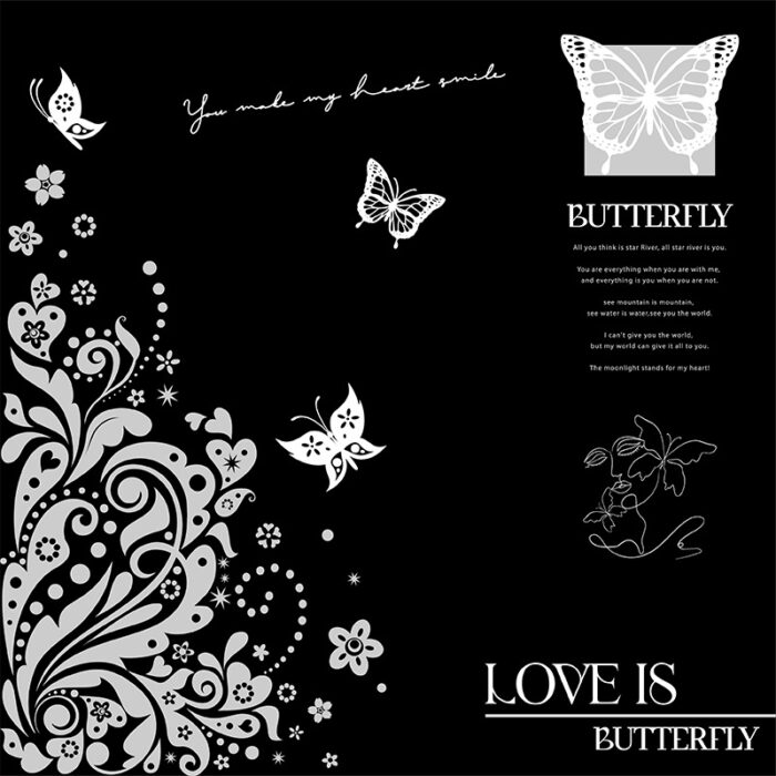 Dance Butterfly Flower Wrapping Paper black