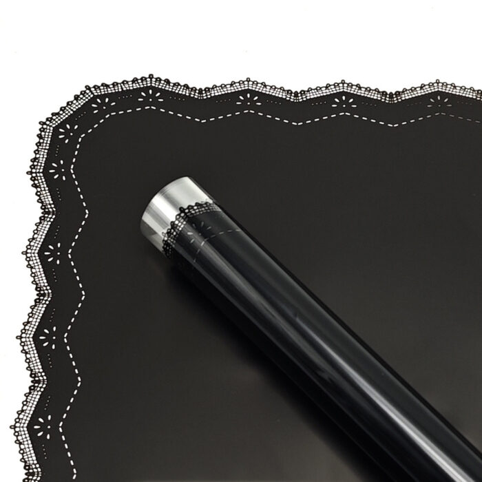 Lace Flower Wrapping Paper black