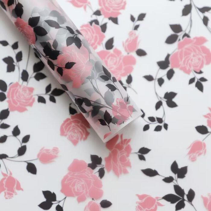 Loews Roes Wrapping Paper pink and black leaf