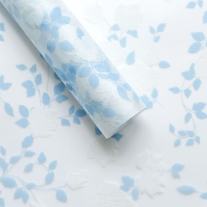 Loews Roes Wrapping Paper light blue and white leaf