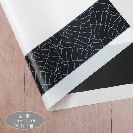 Times Flower Wrapping Paper white black