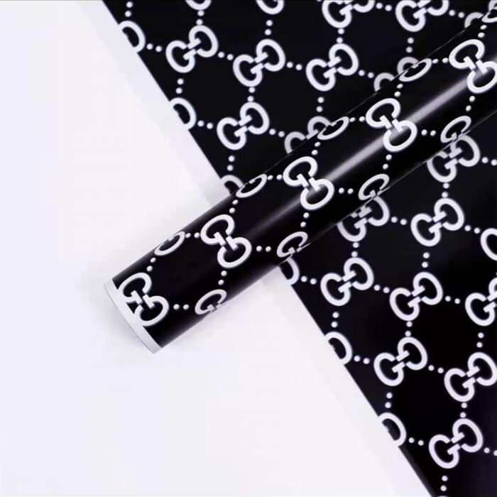 Guchi Luxury Flower Wrapping Paper black