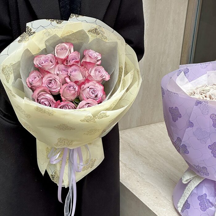 Garden Bear Floral Wrapping Paper courtship bouquet