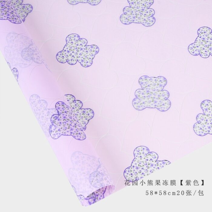 Garden Bear Floral Wrapping Paper purple
