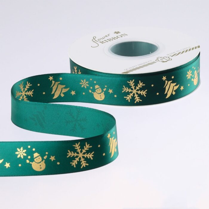 Christmas green ribbon,2.5cm,Christmas tree,snowman