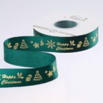 Christmas grenn ribbon,2.5cm,Christmas tree,snow