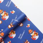 Christmas bouquet wrapping paper,blue,Elk,snowman
