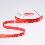 Christmas red ribbon,1.2cm,bell