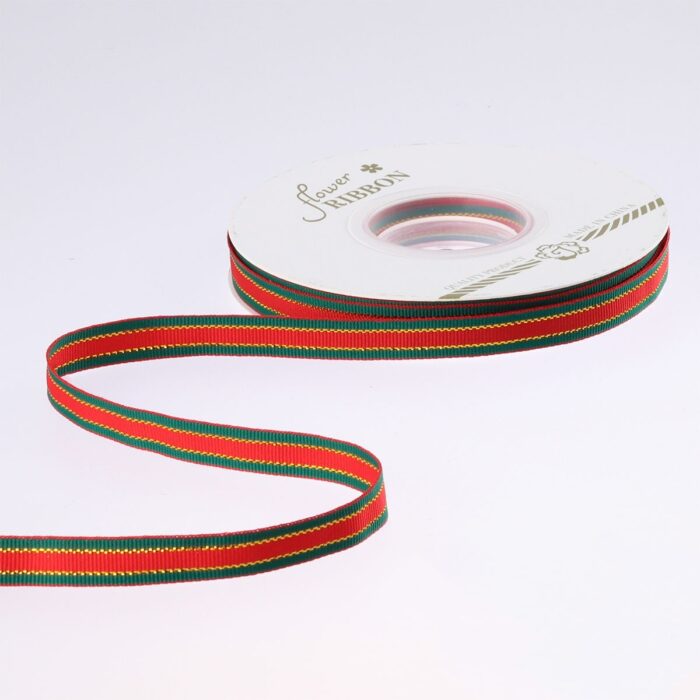 Christmas candy-inspired red and green ribbon 1.2cm