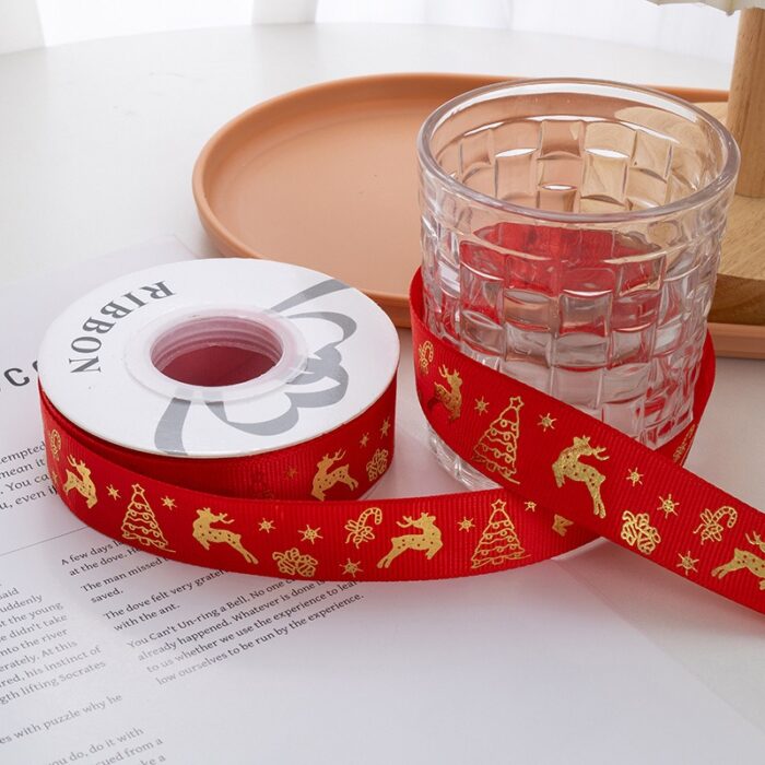 Christmas ribbon,red,elk,Christmas tree