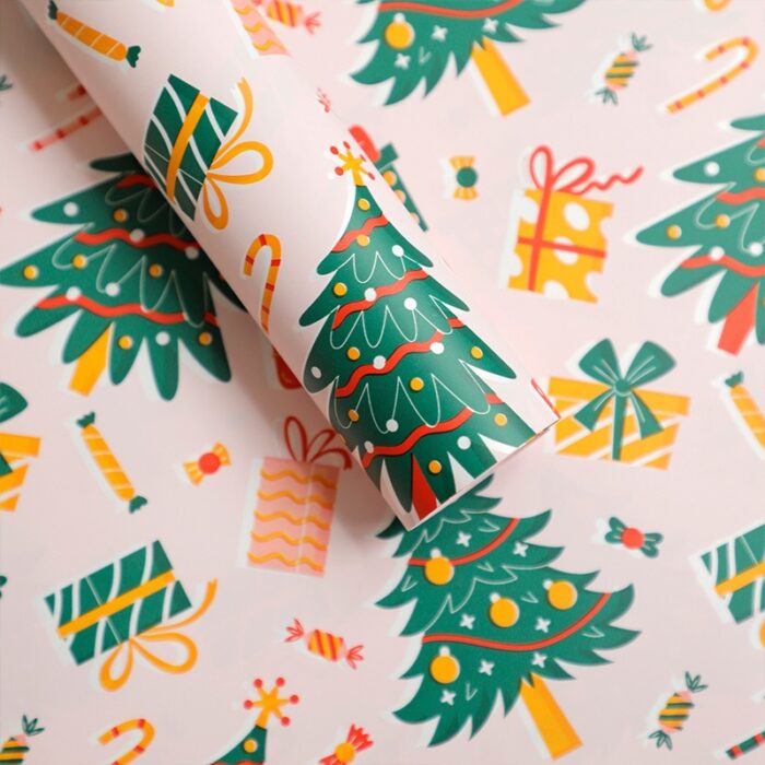 Christmas tree bouquet wrapping paper,pink