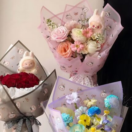 LABUBU bow-knot waterproof kraft paper for bouquets