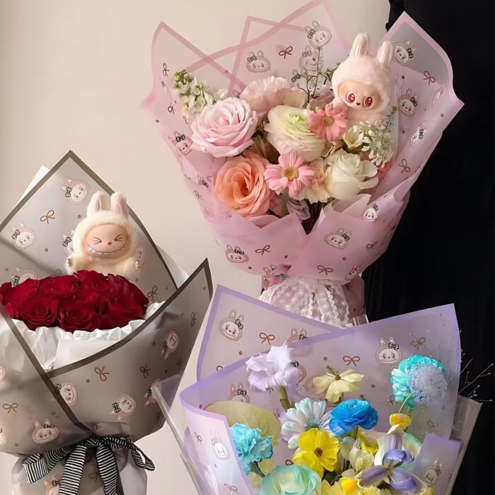 LABUBU bow-knot waterproof kraft paper for bouquets