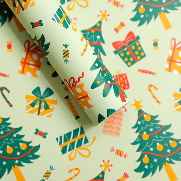 Christmas tree bouquet wrapping paper,light yellow